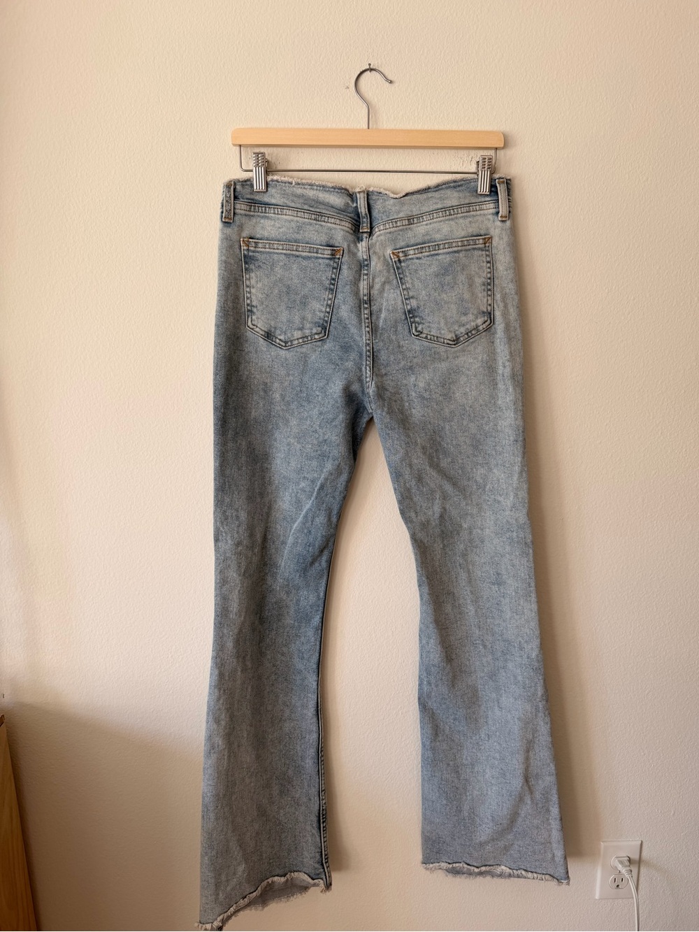 Motel Rocks Low Rise Light Wash Flared Jeans - Light Blue - Picture 2 of 5